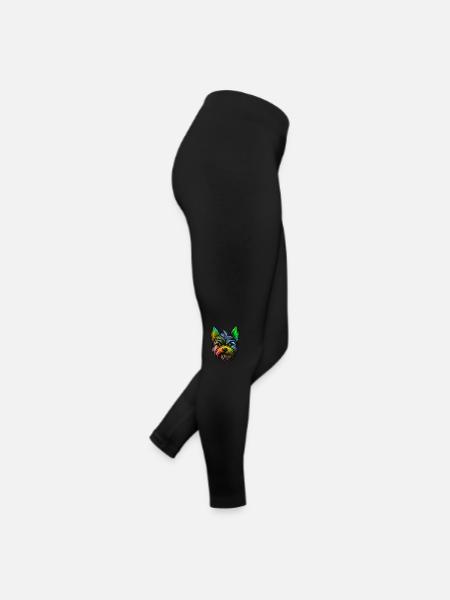 Yorkshire Terrier Dog Head Colorful - Women’s Jersey Leggings - black - Right