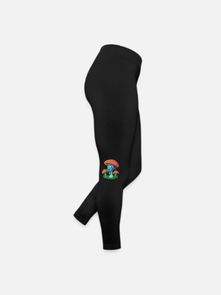Champignon avec moustache, cueillette de champignons dans la forêt - Legging en jersey Femme - noir - Droite