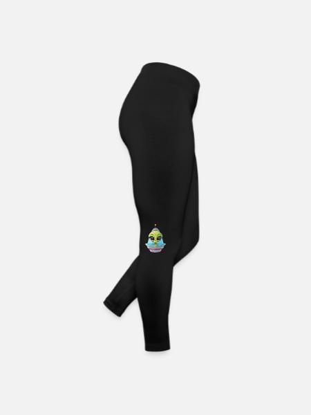 Alien head looks out of spaceship - Women’s Jersey Leggings - black - Right