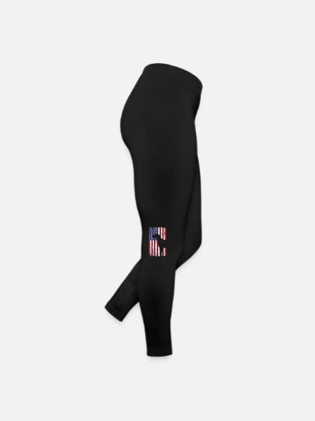 Deutsch Kurzhaar Hund mit USA Flagge - Frauen Jersey Leggings - Schwarz - Rechts