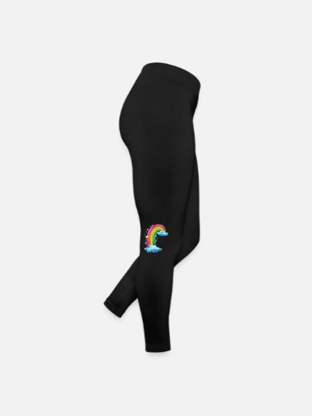 Bunter Regenbogen Mit Wolken Zeichnung - Frauen Jersey Leggings - Schwarz - Rechts
