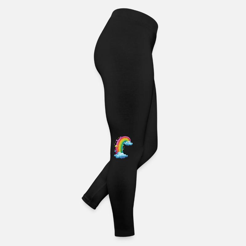 Colorful Rainbow With Clouds Drawing Women’s Jersey Leggings