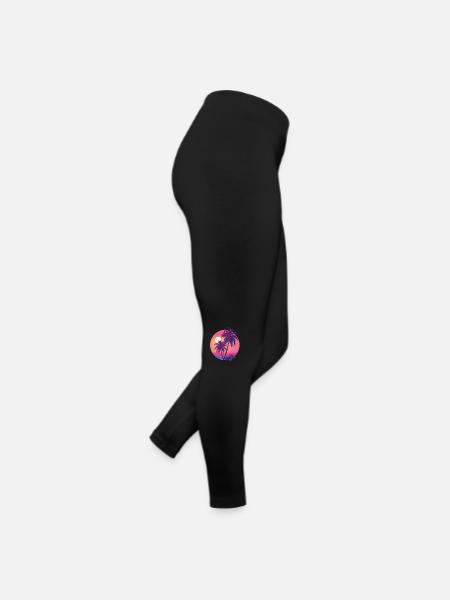 Tropischer Sonnenuntergang Mit Palmen - Frauen Jersey Leggings - Schwarz - Rechts