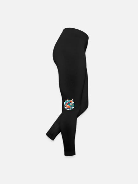 Vintage 80er Retro Japanisch Asiatisch Koi Karpfen - Frauen Jersey Leggings - Schwarz - Rechts