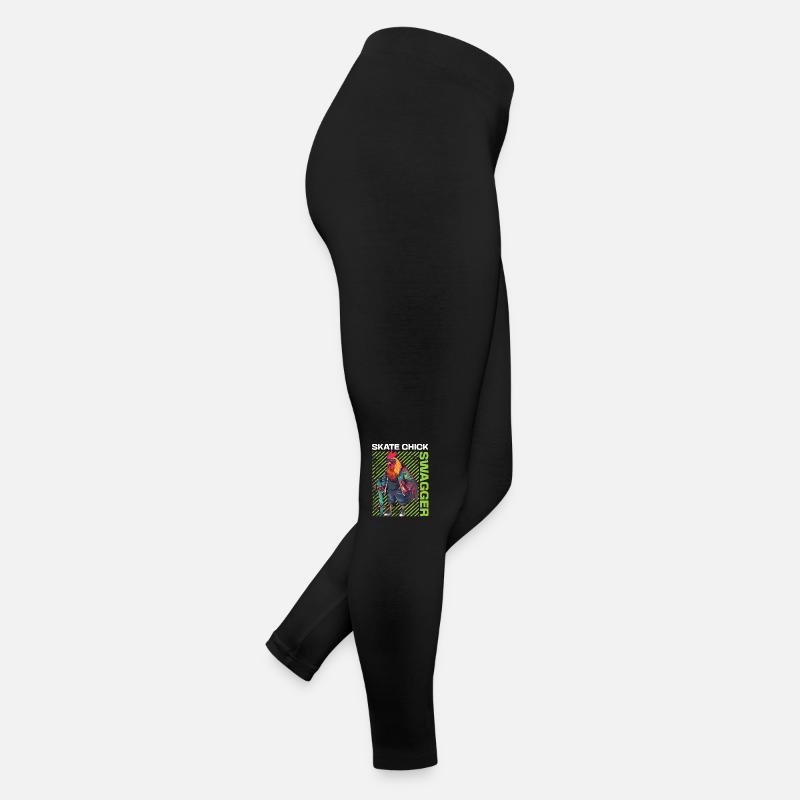 Skate Chick Swagger | Rooster with skateboard Women’s Jersey Leggings
