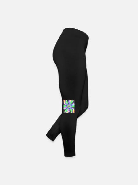 Psychedelic Abstract Flower - Women’s Jersey Leggings - black - Right