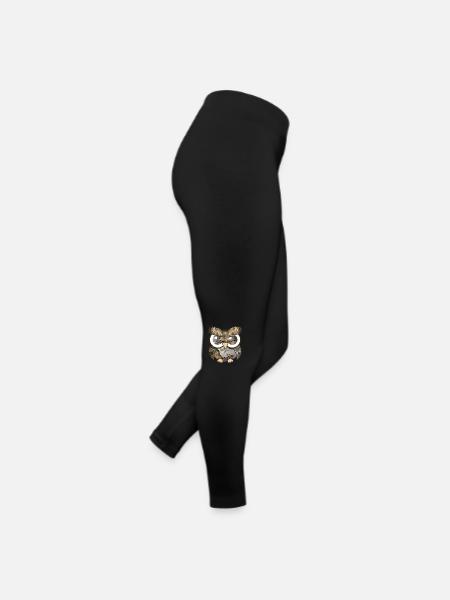 Owls Photos Collage Big Eyes Cute Nocturnal Bird - Women’s Jersey Leggings - black - Right