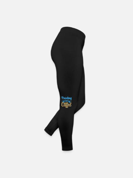 Artist Painter Graphic Painting Before Coffee Gift - Frauen Jersey Leggings - Schwarz - Rechts