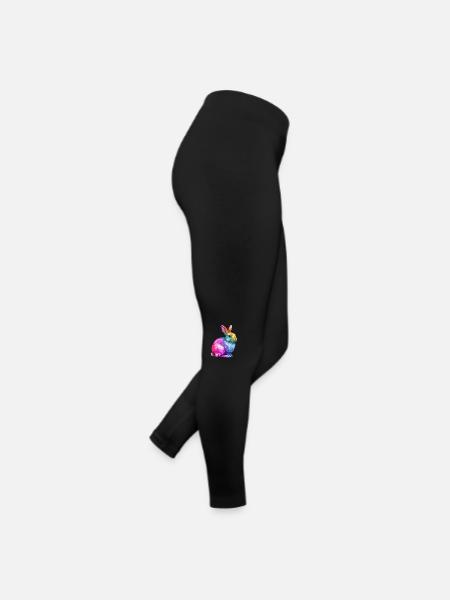 Oeuvre de lapin arc-en-ciel coloré - Legging en jersey Femme - noir - Droite