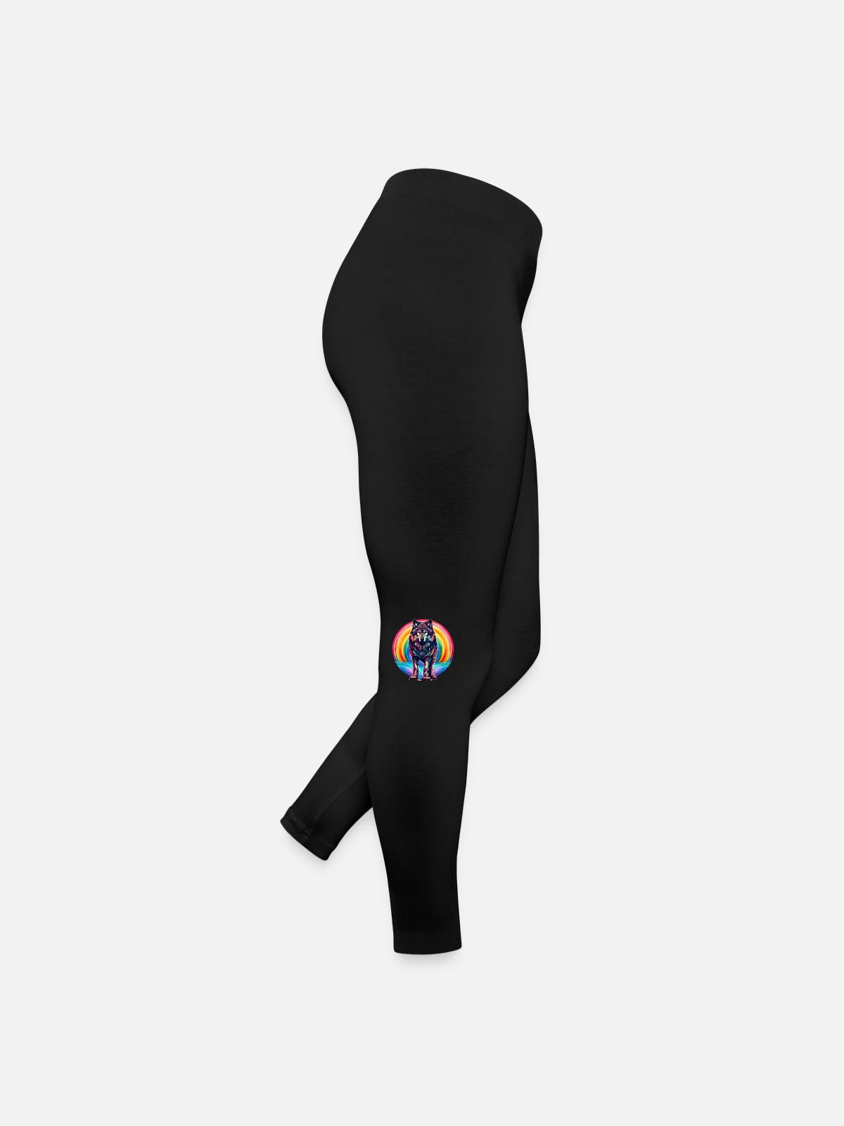 Rainbow Wolf Wolves - Women’s Jersey Leggings - black - Right