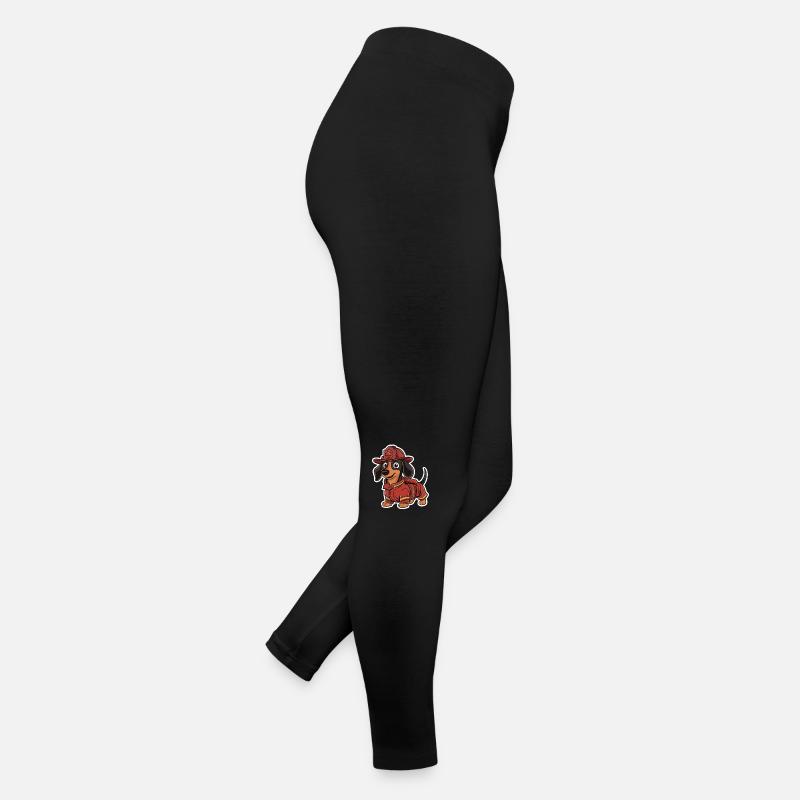 Dachshund Firefighter Costume - Funny Dachshund Women’s Jersey Leggings