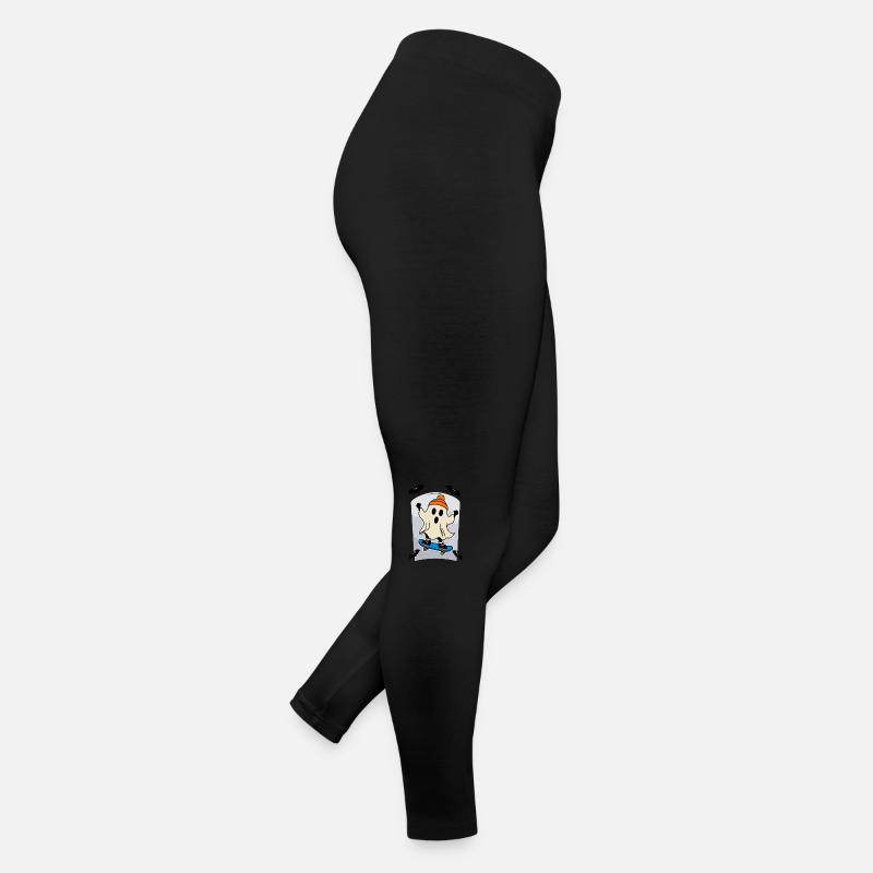 Skateboarding Ghost Lustiges Halloween Design Frauen Jersey Leggings