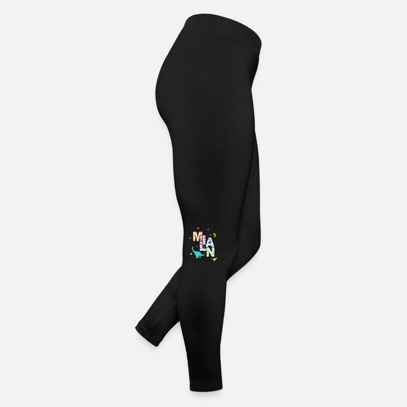 MILAN - Beautiful boy name with dinosaur Women’s Jersey Leggings