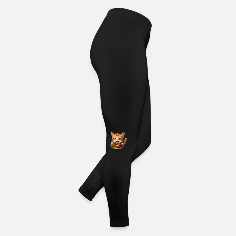 Cat Fast Food Burger Cats Hamburger Cat Lover Women’s Jersey Leggings