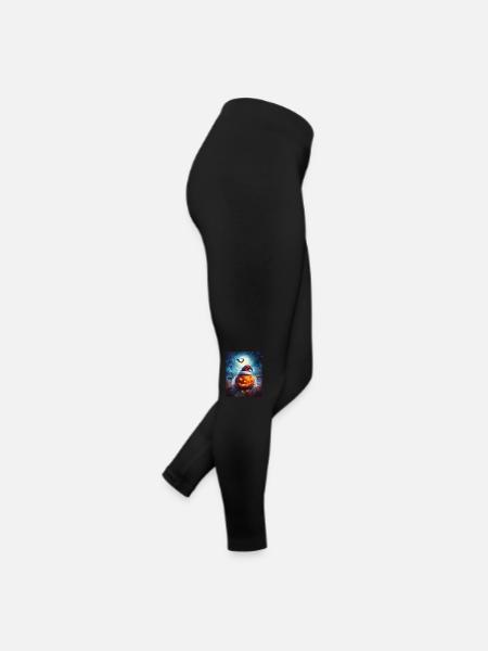 Halloween Geschenk Kürbis mit Weihnachtsmütze Deko - Frauen Jersey Leggings - Schwarz - Rechts