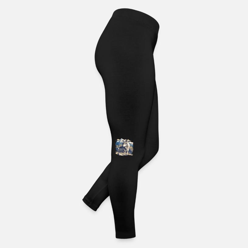 Wölfe Wolf - Frauen Jersey Leggings - Schwarz
