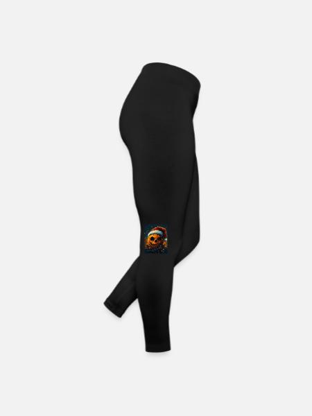 Halloween Geschenk Kürbis mit Weihnachtsmütze Deko - Frauen Jersey Leggings - Schwarz - Rechts