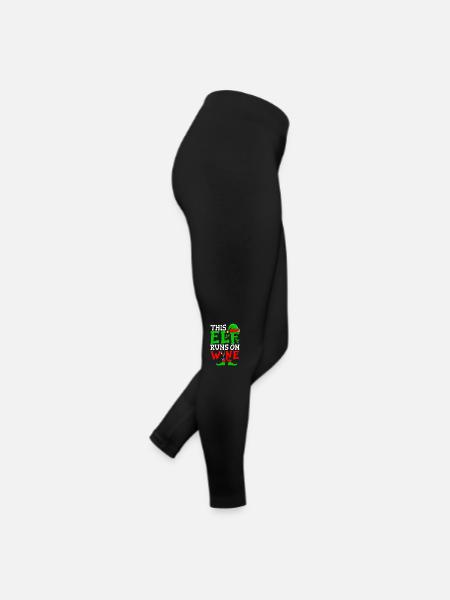 This Elf Runs On Wine Christmas Spirit - Women’s Jersey Leggings - black - Right