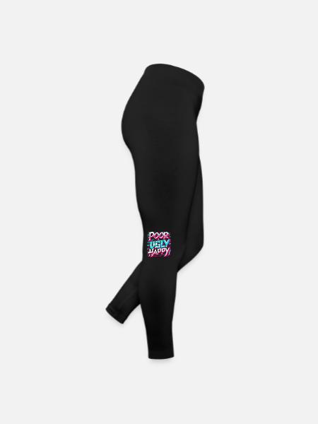 Poor Ugly Happy 5 - Frauen Jersey Leggings - Schwarz - Rechts