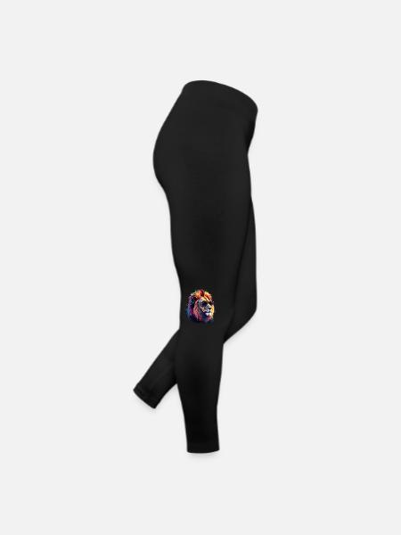 Lion Lover Faune Safari Art Lion Coloré - Legging en jersey Femme - noir - Droite