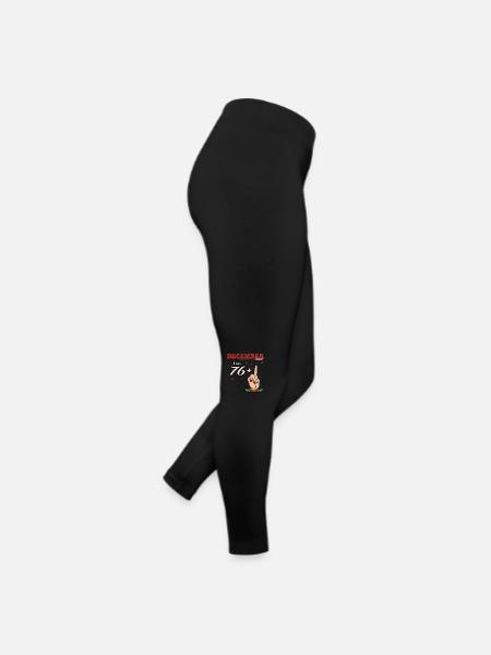 Born in December - I am 76 + Middle Finger for - Women’s Jersey Leggings - black - Right
