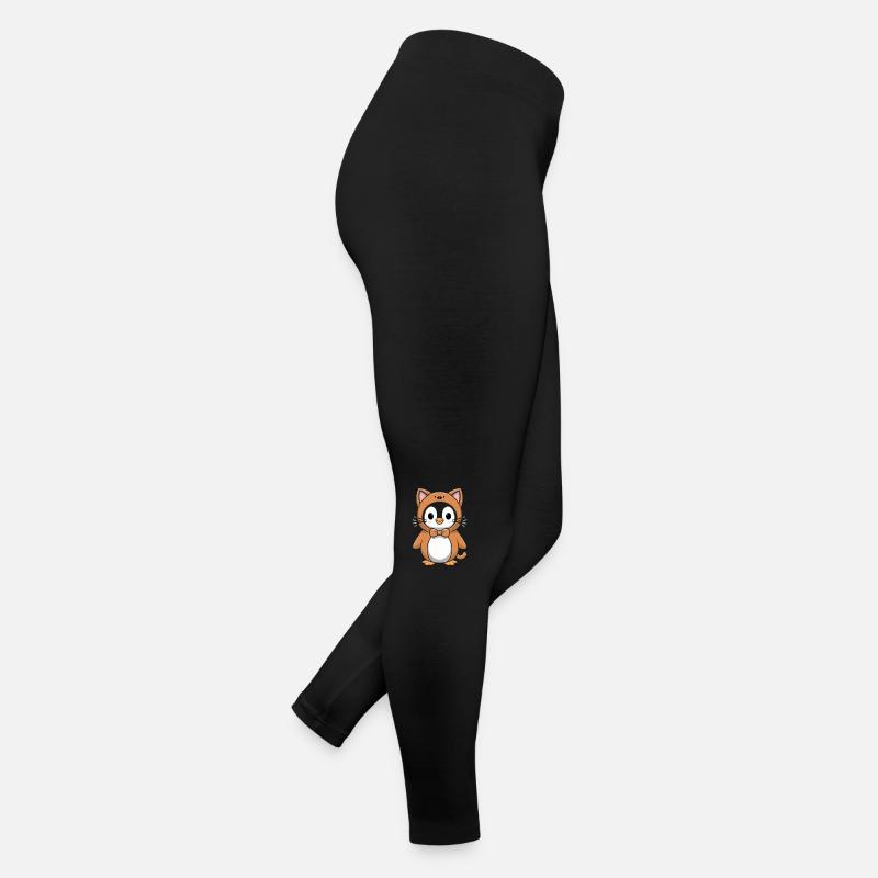 Penguin in cat costume with bow Women’s Jersey Leggings