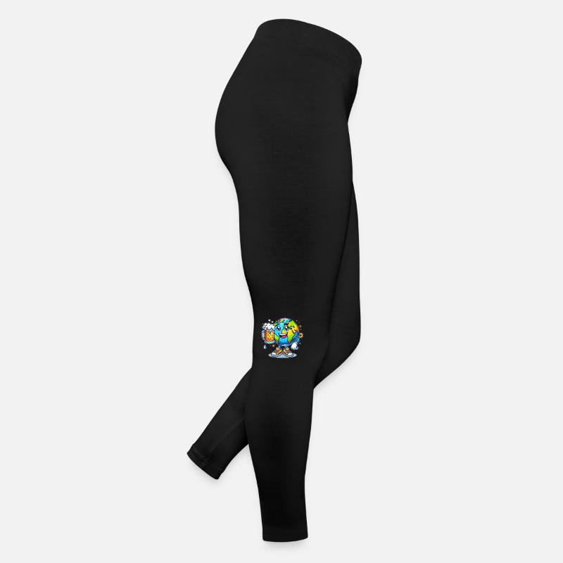 Globe avec motif amusant de style bande dessinée de bière Legging en jersey Femme