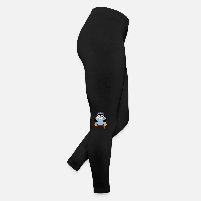 Cute penguin with book 'Antarctica: A Penguin Women’s Jersey Leggings