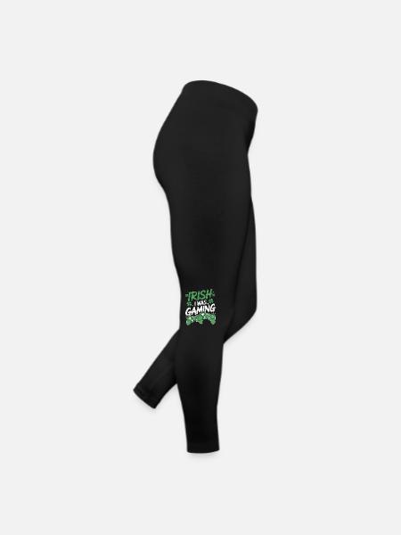 Irish I Was Gaming St Patrick’s Day Gamer Men kids - Frauen Jersey Leggings - Schwarz - Rechts