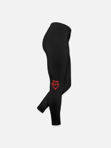 Gothic Fledermaus – Stay Dark Statement - Frauen Jersey Leggings - Schwarz - Rechts
