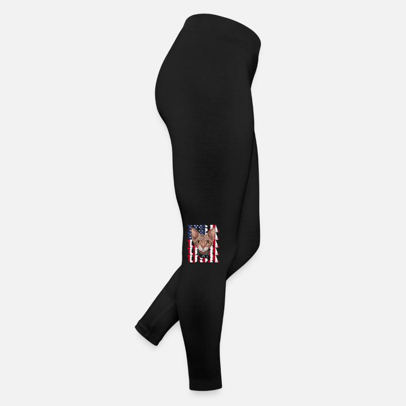 USA Sphynx Katze Vor Flagge Frauen Jersey Leggings