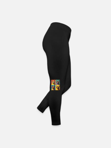 Coole Pop-Art Grump Katze mit Sonnenbrille - Frauen Jersey Leggings - Schwarz - Rechts