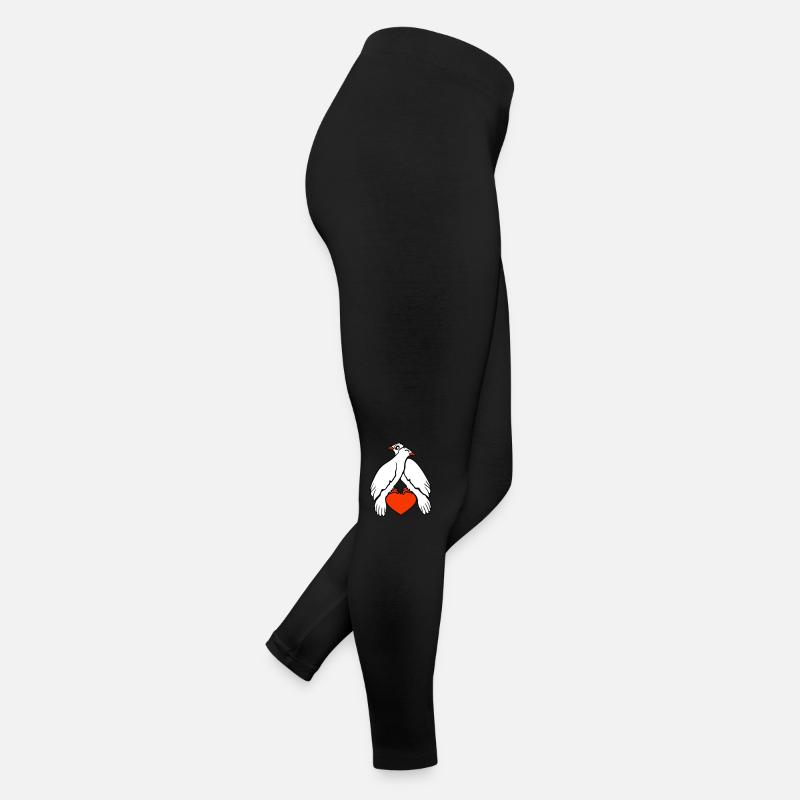 2 Tauben Herz Vögel zwei Pärchen sitzen verliebt Frauen Jersey Leggings
