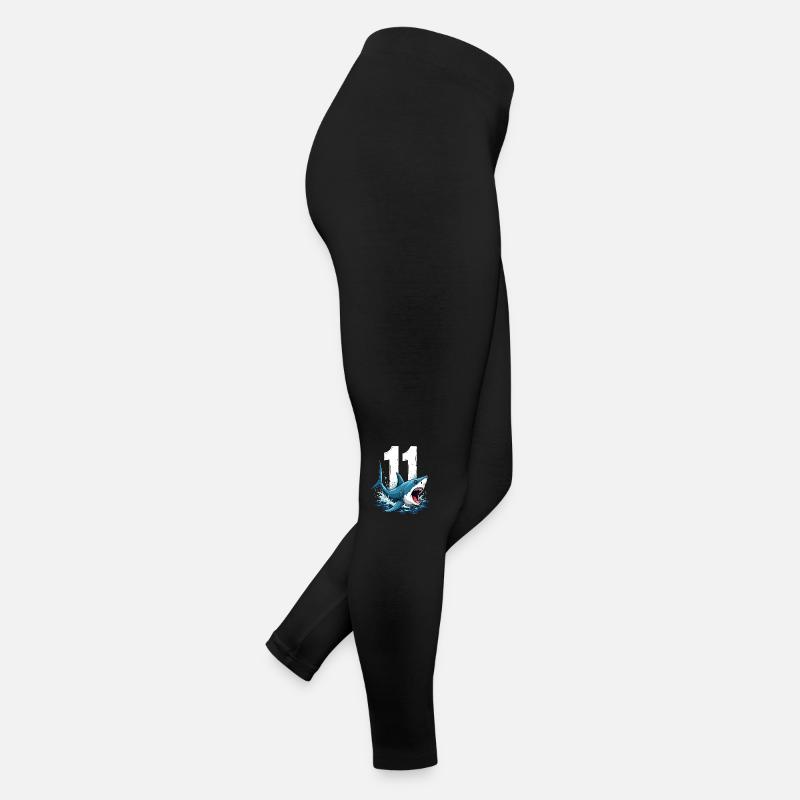 Shark Kids Birthday 11 Years Cheering Women’s Jersey Leggings