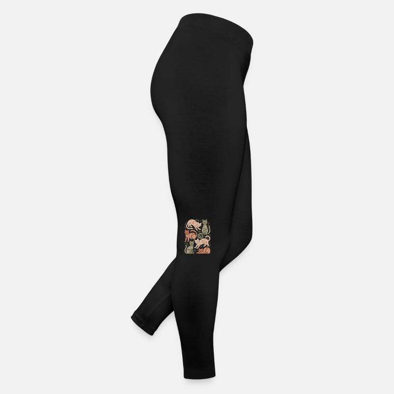 Katzenmuster Mit Blattmotiven Frauen Jersey Leggings