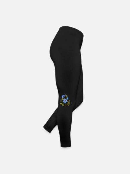 Blumen - Frauen Jersey Leggings - Schwarz - Rechts