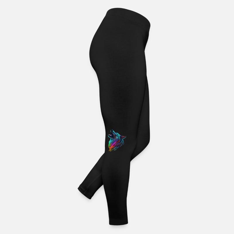 Wolf - Frauen Jersey Leggings - Schwarz