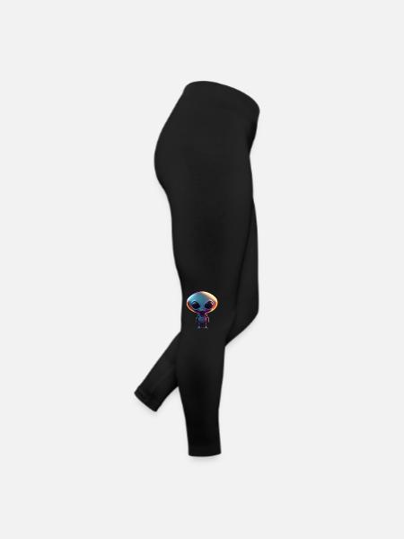 Happy Halloween cute alien scary funny spooky - Women’s Jersey Leggings - black - Right