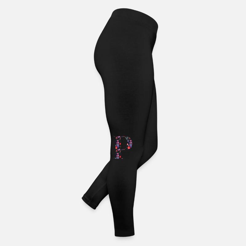 Personalisierter Blumenbuchstabe p - Geschenkidee Frauen Jersey Leggings