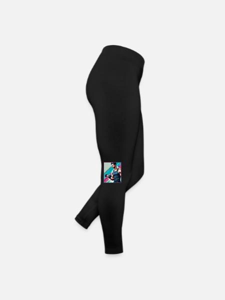 Homme musclé avec un haltère - Legging en jersey Femme - noir - Droite