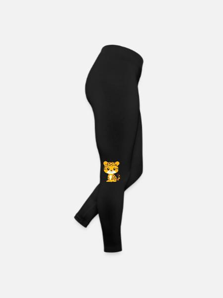 kleiner Leopard - Frauen Jersey Leggings - Schwarz - Rechts