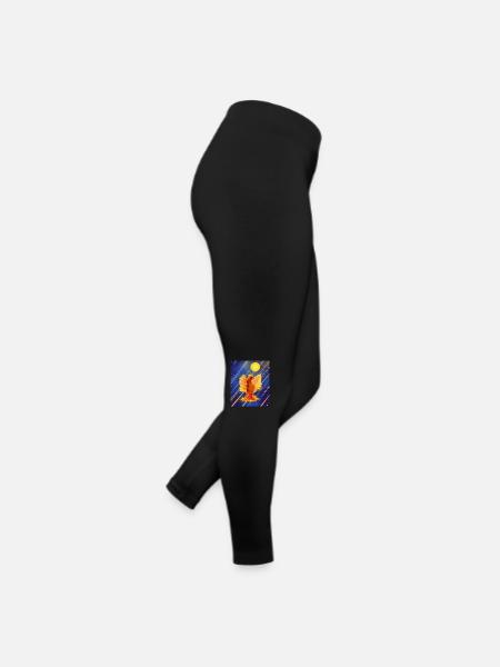 Kosmisch leuchtender Feuervogel: Cyber-Semurg - Frauen Jersey Leggings - Schwarz - Rechts