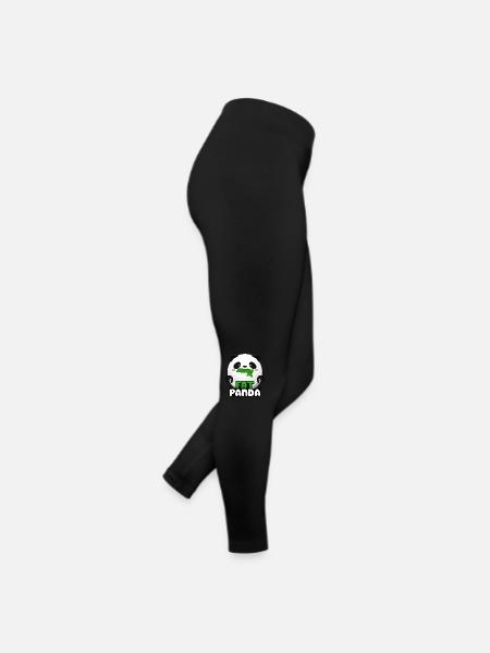 Fat Panda mit Bambus - Pandabär Cute Kawaii ^_^ - Frauen Jersey Leggings - Schwarz - Rechts