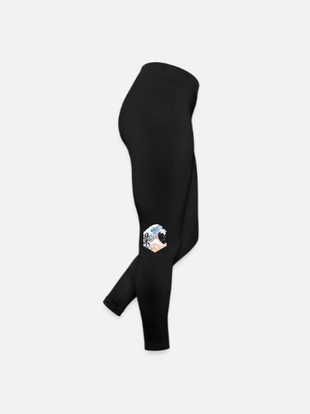 Hokusai - Frauen Jersey Leggings - Schwarz - Rechts