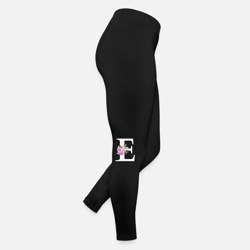 Lettre e floral violet Legging en jersey Femme