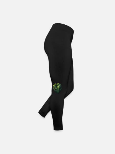 Feuille de Monstera - Legging en jersey Femme - noir - Droite