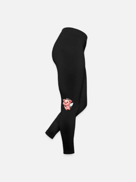mignon cochon ange dessin animé halo ailes - Legging en jersey Femme - noir - Droite