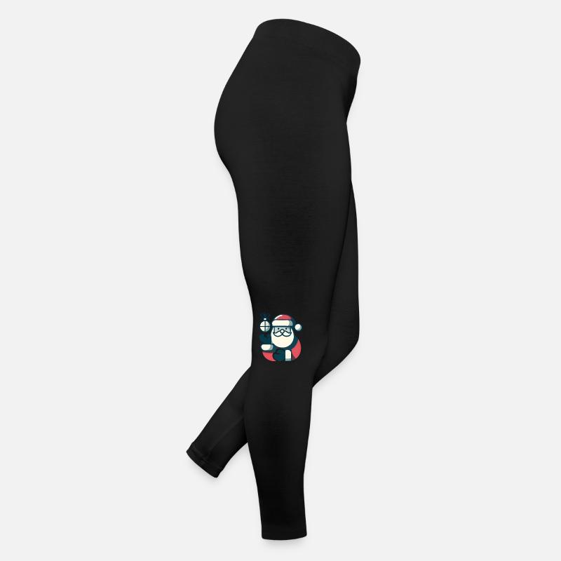 Weihnachtsmann mit Weihnachtskugel - Frauen Jersey Leggings - Schwarz