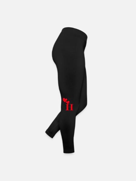 Buchstabe h rotes Herz - Frauen Jersey Leggings - Schwarz - Rechts