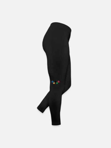 Hemp leaf - Women’s Jersey Leggings - black - Right